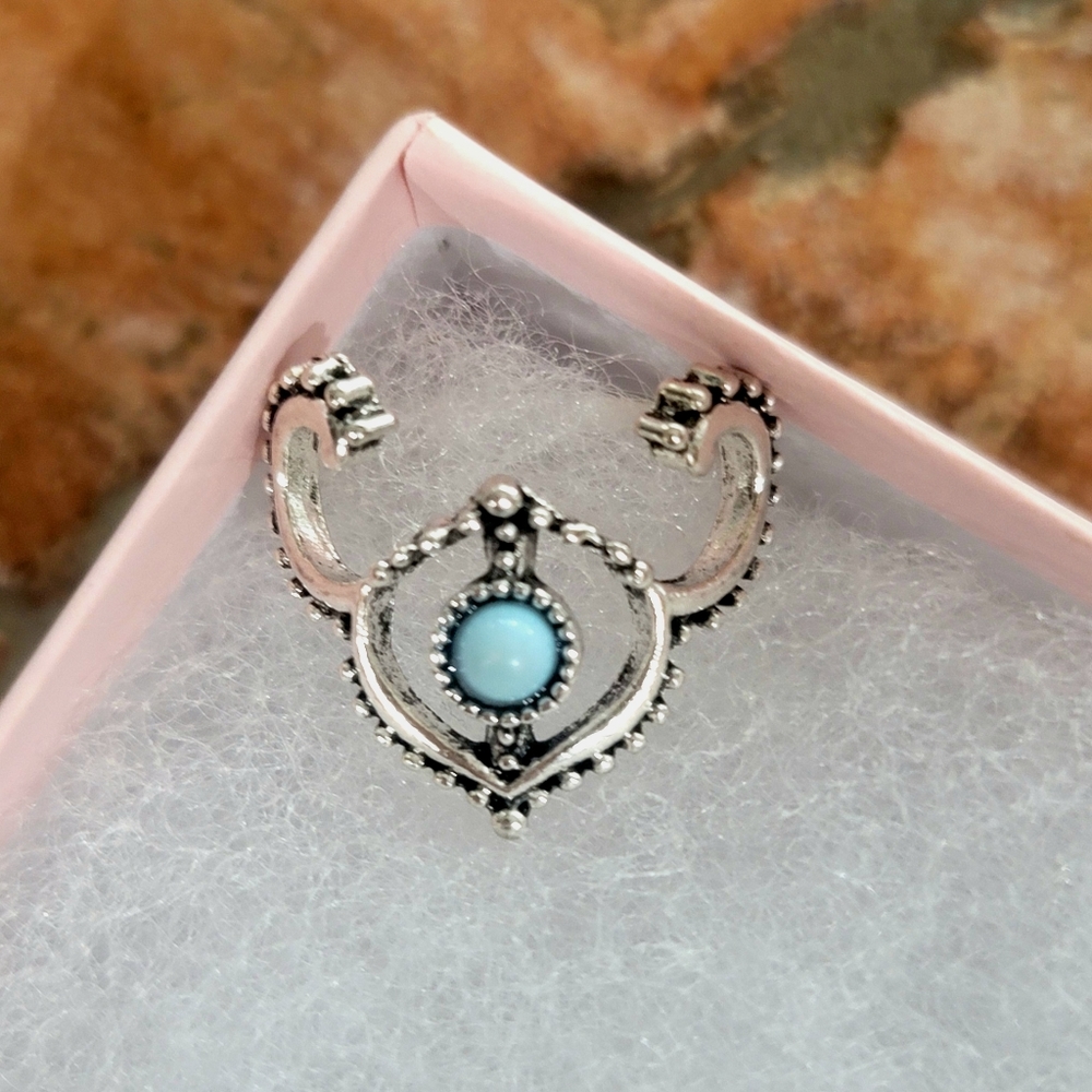 NEW SIZE 7 UNISEX TURQUOISE STONE BOHO TRENDY ACCENT RING